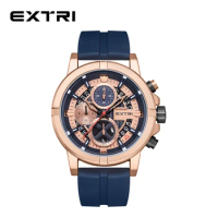Extri Silicone Sport Watches For Men Waterproof Luminous Multifunction StopWatch Quartz Watch Man Blue Cool Gift Clock Reloj