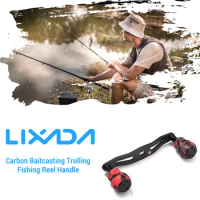 Lixada Carbon Baitcasting Fishing Reel Handle Fishing Trolling Reel Handle Left Right Handle Reel Crank Accessory