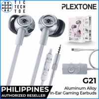 Plextone G21 Semi In-Ear Headset Aluminum Mobile/PC Gaming Earphones with Mic (Optional Soundcard)