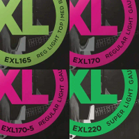 สายเบสไฟฟ้า, เพลงป๊อปร็อค, ขนาด XL, วัสดุนิกเกิล, 4-5 สาย, เหมาะสำหรับกีตาร์มืออาชีพ, EXL220, EXL170