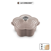 【Le Creuset】琺瑯鑄鐵鍋山茶花鍋20cm(焦糖奶茶-鋼頭-內鍋白)