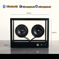 Retro Transparent Subwoofer Wireless Hi-Fi Bookshelf Bluetooth Speakers AUX Computer Loudspeaker Creative Decoration Acoustics