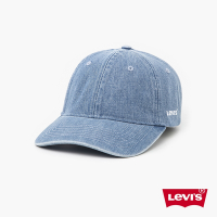 Levis 男女同款 可調式皮環丹寧棒球帽 / 精工刺繡Logo / 復古輕藍染水洗