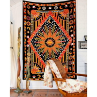 東柏 太陽印第安波西米亞民族掛毯床頭掛布民宿改造背景裝飾墻布