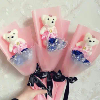 10PCS/Lot Cartoon Small Teddy Bear Key Chain Birthday Bouquet Bear Couple Bear Wedding Valentine's Day Xmas Decoration Kids Gift