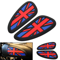 Motorcycle Universal Retro Cafe Racer Gas Fuel Tank Pad Rubber Sticker Protector Knee Grip Decal W/ Colorful UK Flag Logo