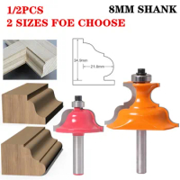 2pcs 8mm Shank Wainscoting Roman Ogee &amp; Pedestal Router Bit C3 Carbide Tipped Wood Cutting Tool woodworking router bits