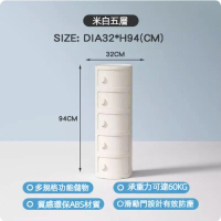 奶油風塑膠床頭櫃（米白色-五層）