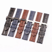 Watch Accessories Leather Strap Men Applicable to for Panerai Panerai Handmade Leather Strap 20 22 24 26mm
