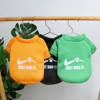 {DLGIFJIE} Autumn and winter pet clothes, cute English letter velvet round neck hoodie, super cute c
