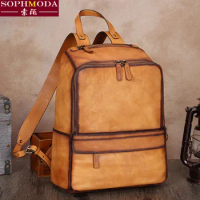 ★Leather Handmade Leather Bag men's Leather Backpack men's backpack men's large capacity leisure and simple travel