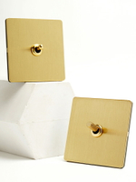 PIALT 實心黃銅開關插座面板拉絲金屬 法式輕奢純銅復古撥桿暗裝