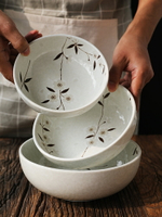日本進口白櫻花陶瓷餐具美濃燒17cm圓缽家用拉面碗菜盤圓形中缽