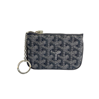 GOYARD 經典滿版LOGO防水皮革一字型拉鍊鎖匙包/零錢包(高級灰)