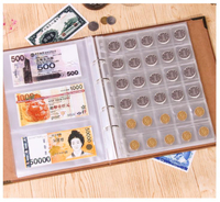 集錢冊錢幣收藏冊紙幣硬幣混合錢幣紀念幣收藏冊活頁透明錢幣冊子1入
