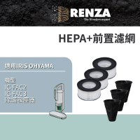 【RENZA】適用 IRIS OHYAMA 愛麗思歐雅瑪 IC-FAC2 IC-FAC3 除蟎吸塵器 HEPA+前置3入組(替代 CF-FS2 CF-FH2)