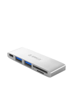 ฮับ USB C 5IN1 USB Type C*1 (PD 60W), USB3.0 * 2, TF/SD Card reader * 1 สีเงิน