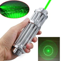 High Power Green Laser Pointer Silver 532nm 10000m Laser Pointer Pen Lazer Focus Adjustable Burning match laser pen For hunting
