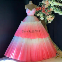 Contrast Color Pink and White Evening Dresses Sweetheat Neck Ball Gown Evening Gowns Formal Dress