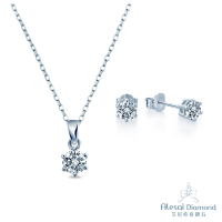 Alesai 艾尼希亞鑽石 30分鑽石 F/VS2 鑽石項鍊&amp;鑽石耳環 14K 六爪鑽石 輕珠寶套組