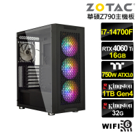 【NVIDIA】i7廿核GeForce RTX 4060TI{尊爵英雄}電競電腦(i7-14700F/華碩Z790/32G/1TB/WIFI)