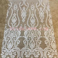 LV0012BCL quality beaded bridal lace fabric off white light ivory