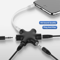 for Tablet MP3 MP4 1 Male to 5 Female Headphone Port 3.5 Jack Audio Cable Splitter Share Adapter Aud