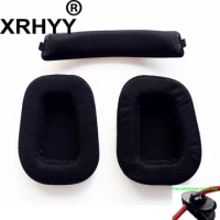 XRHYY Black Replacement Ear Pad Earpads Cushion + Headband Pad Set For Logitech G633 G933 Headphones With Free Rotate Cable Clip
