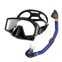 【AQUATEC】SN-300乾式潛水呼吸管+MK-355N 無框貼臉側邊視窗潛水面鏡 優惠組(潛水面鏡 潛水呼吸管)