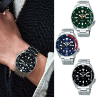 SEIKO 精工 5 Sports系列水鬼機械錶鋼帶錶42.5mm原廠公司貨(藍/黑/綠/湖水綠/藍紅)