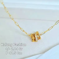 Kalung Paper Clip Triple Ring Kuning 700 kadar 16k 2,84gr-41,5cm