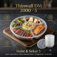 Isi 25pcs Thinwall Kotak Makan Mangkok Bulat 2.000ml R sekat 5 / Thinwall 2000-5 ML R