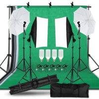 SH Lighting Kit Adjustable Max Size 2Mx3M Background Support System 3 Color Backdrop Photo Studio Softbox Sets Continuous Kit