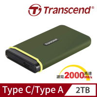 Transcend 創見 ESD380C 2TB USB3.2/Type C 雙介面外接SSD固態硬碟-橄欖綠(TS2TESD380C)