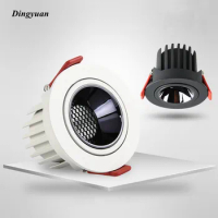 Dimmable Angle Adjustable Anti Glare Recessed LED Downlight 7W9W12W15W18W20W AC85-265V COB Ceiling spotlight Room Indoor lightin