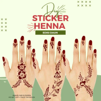 diy sticker henna code daun sepasang tangan (kiri & kanan)