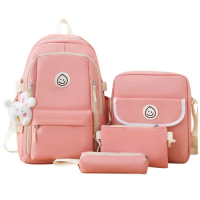 Practical 4 in 1 Women's School Backpack Large Capacity Casual Rucksack Anti theft Design Book Bags