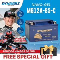 DYNAVOLT Aki Motor YAMAHA T-Max 500, dll | Nano-Gel MG12A-BS-C | 10 AH 155-265 CCA
