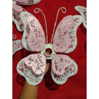 KELOPAK / KAP LAMPU BUNGA DEKORASI MODEL KUPU KUPU CANTIK MURAH + FITINGAN BAHAN KAIN BRUKAT
