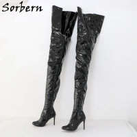 Sorbern Custom Extreme Long Boots Unisex Fetish High Heel Shoes Stilettos Round Toe Size Up To 46 47 48 Crotch Thigh Boots