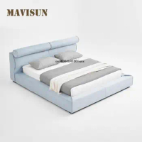 Italian Style Double Beds With Mattress Household Furniture For Villa Solid Wood Bed Frame Simplicity King Size Bed Of Couple