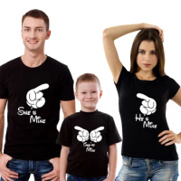 He Is Mine She Is Mine They Are Mine Family T-Shirt Family Matching Outfits Gift Mom and Dad and Children Shirt