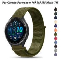 22 20mm Smartwatch Band For Garmin Forerunner 965 Bracelet Hook Loop Nylon Wrist For Forerunner 255 265 745 Vivoactive 3 4 Strap