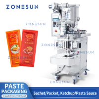 ZONESUN Paste Filling And Sealing Machine ZS-S100 Automatic Custom Paste Vinegar Water Chilli Tomato Sauce Cream Bag Forming