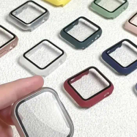 Glass+Cover For Apple Watch case 44mm 40mm 45mm 41mm 42mm 38mm correa Screen Protector iwatch series 9 8 7 SE 3 case Accessories