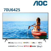 (送基本安裝) AOC 70吋 4K Android TV連網液晶顯示器 70U6425