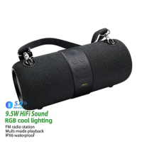 REMAX War Drum Outdoor Bluetooth Speaker Strap Style Waterproof Dual Bass Speaker Portable FM Radio Wireless Subwoofer Sound box