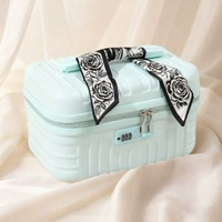 全城熱賣 - 16寸密碼鎖收納箱帶鎖的小盒子手提儲物盒宿舍化妝品小箱子行李箱清新綠18寸【升級版帶鎖-帶絲帶】