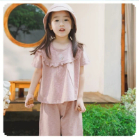 BU Baby (12M-5Y) Bộ ngắn tay cài sau BCT1310BN Bèo ngực Cotton Slub Mimo cho bé gái  - Quần áo BU Ba