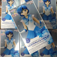 BANPRES Sailor Moon Eternal Anime Figure GLITTER&amp;GLAMOURS SUPER SAILOR MERCURY Action Figure Toy For Kids Gift Collectible Model